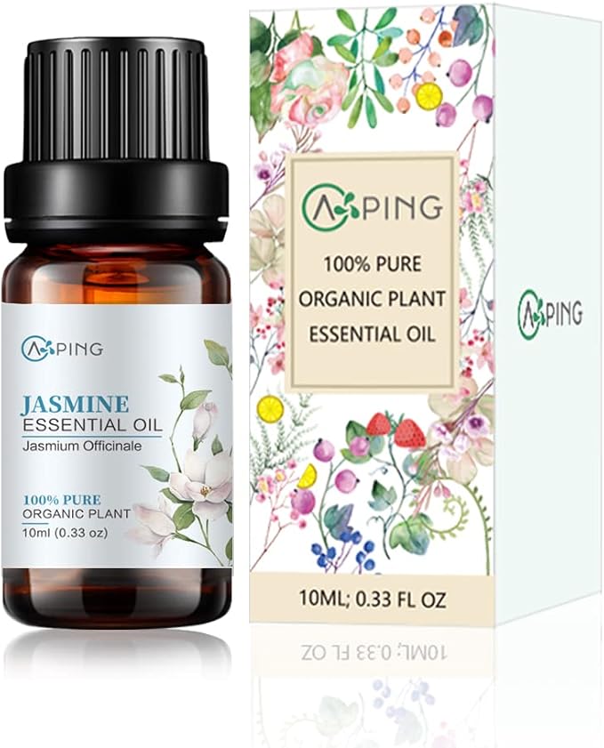 Jasmine Essential Oil - 100% Pure Organic Natural Plant (Jasmium Officinale) Jasmine Oil for Diffuser, Aroma, Spa, Massage, Yoga, Perfume, 0.33oz