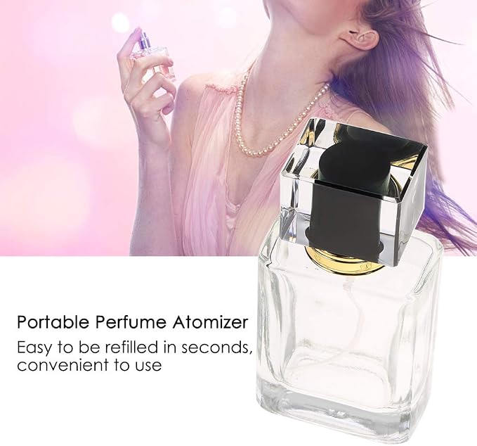 Refillable Perfume Bottle, 50ml/1.75fl oz Portable Glass Empty Perfume Refillable Containers Bags-Cases Replacement, Transparent Dropper Cologne Atomizer