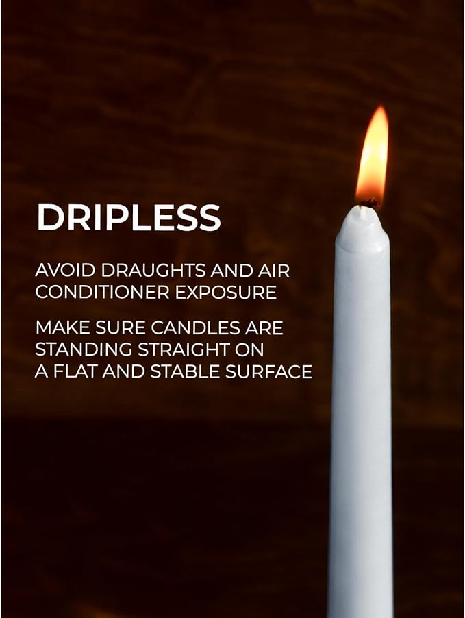 CANDWAX 12 inch Taper Candles Set of 4 - Dripless and Smokeless Candles Unscented - Slow Burning Candle Sticks - Light Gray Candle Taper