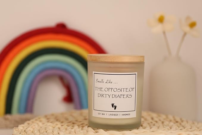 New Mom Gifts, Gender Reveal Gifts, Smells Like The Opposite of Dirty Diapers Candle, Lavender Scented Candle, Natural Soy Wax & Natural Essential Oils