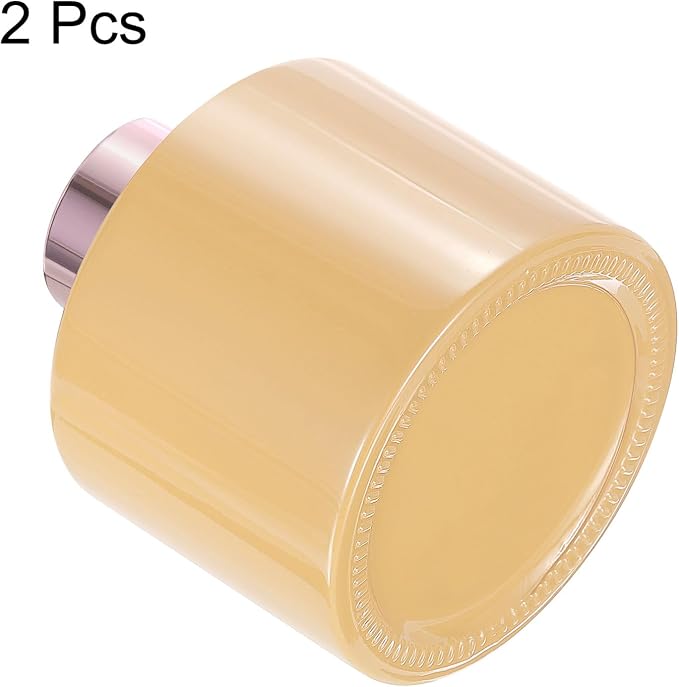 HARFINGTON 2pcs Empty Glass Diffuser Bottle 140ml/4.7oz Refillable Fragrance Accessories Aromatherapy Jar Container for Replace Reed Diffuser Home Bathroom Pale Orange with Gold Tone Cap
