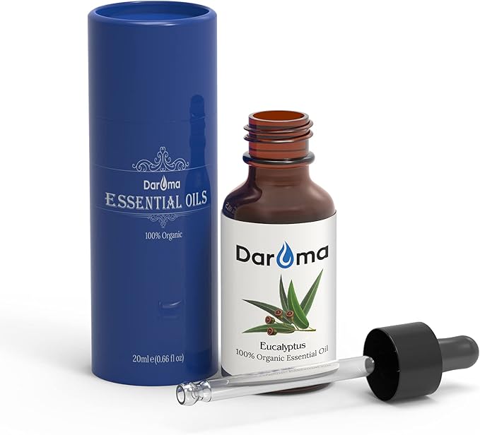 Eucalyptus Essential Oil, Daroma Aromatherapy Oils for Diffusers, 100% Pure Steam Distilled Premium Natural Oils for Yoga, Office, Home and DIY, Perfect for Relaxation, Premium Glass Dropper 20ML