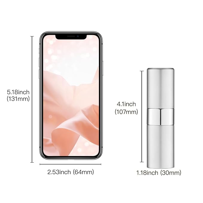 Cologne Travel Bottle 20ml - Large Size Perfume Atomizer Refillable for Men - Pocket Empty Fragrance Sprayer for Refill - 0.67oz Portable Twist Spray Sample Container for Purse Blue & Silver