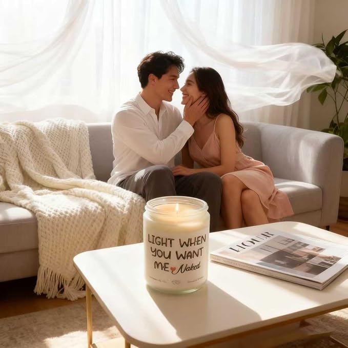 Father’s Day Gift for Husband from Wife – Funny “Light When You Want Me” Candle – Handmade Lavender Scented Candle, 7oz – Gifts for Him, Boyfriend, Men, Couples