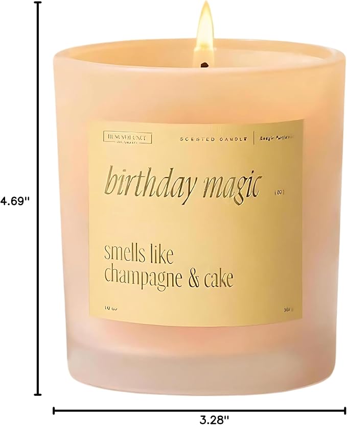 Benevolence LA Birthday Magic Scented Candles | 10 oz, 40-50 Hour Burn | Gifts for Women | Celebration Candle for Best Friend, Mom | Unique Womens Birthday Gift - Smells Like Champagne & Cake