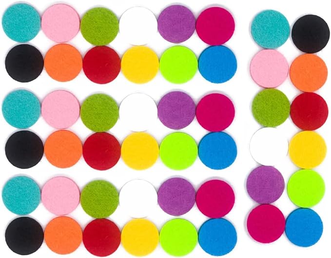 48PCS Replacement Refill Pads (14.5mm/0.57Inch Diameter) for 22mm Car Diffuser Vent Clips Diffuser Bracelet Necklace Pendant Locket, 12 Colors Unscented Replacement Aroma Felt Pads