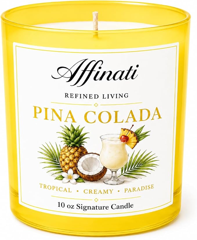Affinati Pina Colada Signature Candle - 10 oz Luxury Soy Blend Wax Candle, Long-Lasting Home Fragrance