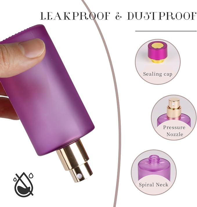 2pcs 50ml Glass Spray Bottle for Perfume,Refillable Travel Perfume Atomizer Bottles,Purple Portable Cologne Atomizer Empty Bottle.(Purple*2)