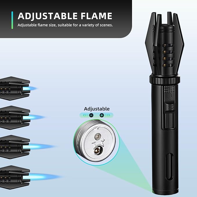 Mini Torch Lighter Straight Flame Bright Fire Small Refillable Butane Lighter Pocket Windproof Jet Flame with Visual Window for Survival Kitchen Camping Candles Fireplace BBQ Gift, 5" (Without Fuel)