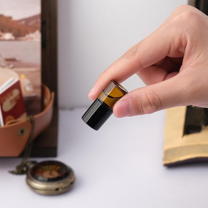 120 pack 1ml Amber Glass Roller Bottles for Essential Oils Refillable Roll-on Applicator with Stainless Steel Roller Balls Mini Leak-proof Makeup Containers with Pipettes and Bottle Opener