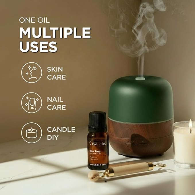 Gya Labs Australian Tea Tree Essential Oil - 0.34 Fl Oz - for Hair, Skin, Diffuser, Aromatherapy & DIY Candle Making Scent (Pack of 2)