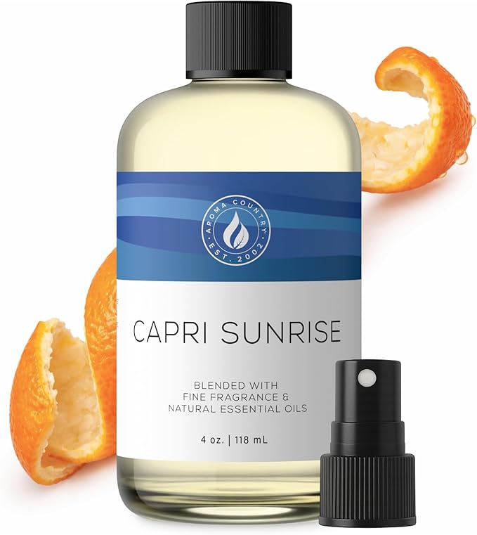 Aroma Country Capri Sunrise Diffuser Oil - Volcano Inspired - Luxury Essential Oils for Diffuser Refill & Air Freshener Room Spray, Long-Lasting, Natural Home Fragrance for Scent Machines (4 Fl oz)