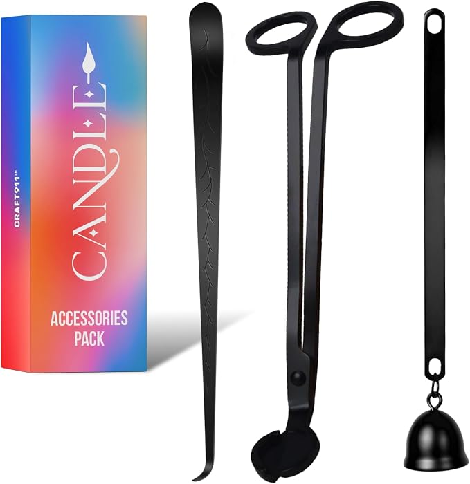 Craft911 Candle Snuffer and Wick Trimmer with Dipper 3 in 1 Candle Care Kit for Candle Lover (Black)