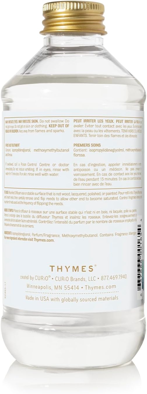 Thymes Reed Diffuser Oil Refill – Fragrance Oil for Diffuser Refill – Flameless Home Fragrance Products – Home Luxury Scents with Notes of Rosemary, Sage, & Amalfi Lemon (Cyprus Sea Salt, 7.75 fl oz)