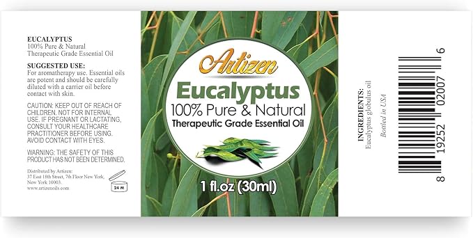 Artizen Eucalyptus Essential Oil - 30ml (100% Pure & Natural - Undiluted) - 1 Fluid Ounce - Therapeutic Grade - Aromatherapy & Sauna