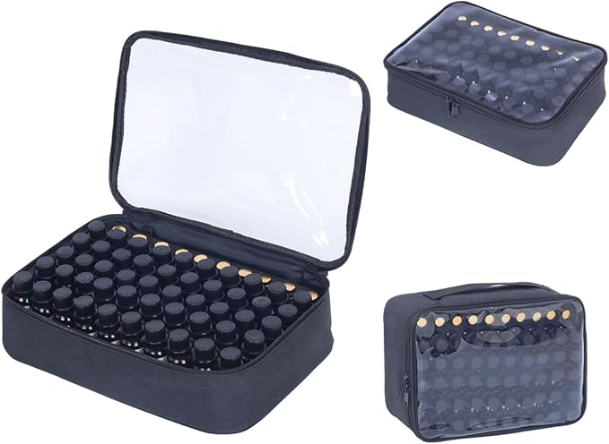Essential Oils Carrying Case Holds 60 Bottles with Detachable Pad,Black