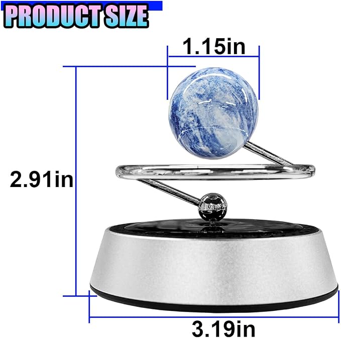 Solar Car Air Diffuser, Alloy Planet Rotating Aromatherapy Diffuser, Funny Car Dashboard Ornament, Vehicle Interior Decoration Accessories for Men, Women (Silver)