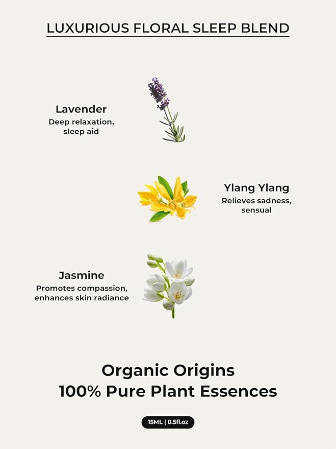 Water Element Essential Oil Roll-On-15m, Sleep Aromatherapy Roller for Restful Night Rituals, Botanical Blend with Lavender, Jasmine & Sandalwood, Luxurious Floral Aroma