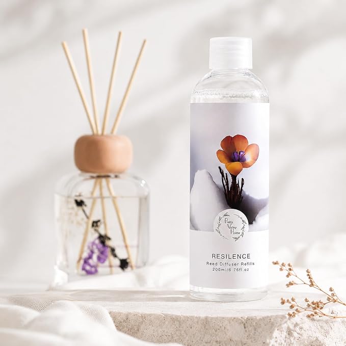 Reed Diffuser Oil Refill Dusty Lilac Scent - Strong Home Fragrance for Bathroom Shelf Decor 200ml