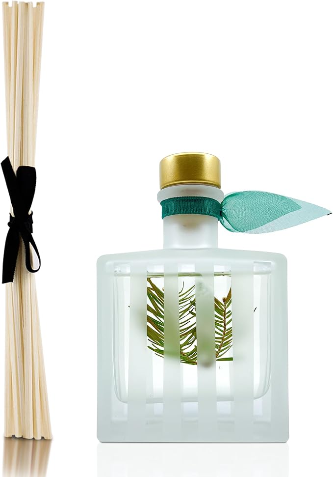 Reed Diffuser Set, Birchwood Pine Scented Oil Diffuser with Sticks, Home Fragrance Accessories for Bathroom Shelf Decor, Aroma Diffusers for Home or Office Desk, USA Made