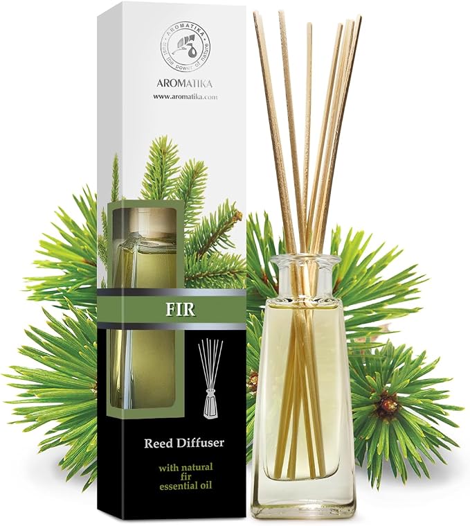 Pine Reed Diffuser 3.4 Fl Oz - Fresh & Long Lasting Coniferous Aroma - Pine Scented Diffuser - Home - Gift Set for Aromatherapy - Great Room Air Fresheners - Pine Tree Oil Diffuser