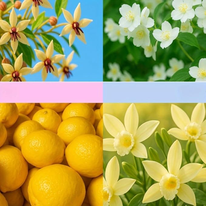 4 Pack Aromatherapy Candles Set Natural Soy Wax 2.5 oz Relaxing Home Scented Candles with Cocoa,Jasmine, Vanilla, Lemon Perfect for Festivals, Parties and Birthdays