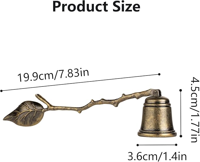 Vintage Leaf Candle Snuffer, Antique Gold Resin, 7.87 Inch Handle with 1.38 Inch Bell, Elegant Home Decor