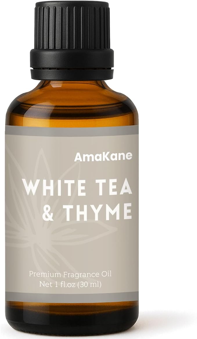 AmaKane White Tea& Thyme Fragrance Oil 30ml, Hotel Essential Oil Inspired by Hilton Hotels, Premium Diffuser Oil for Home, Long-Lasting Aromatherapy Oil, Candle & Soap Making Scents