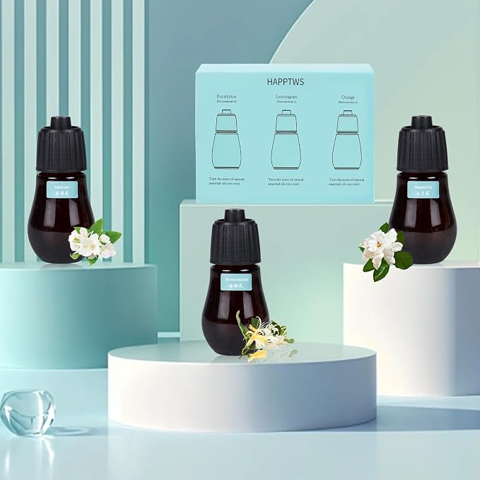 HAPPTWS Essential Oil Set - Honeysuckle, Jasmine and Magnolia Scent Set. HAPPTWS Brand Waterless Essential Oil Diffuser Refill