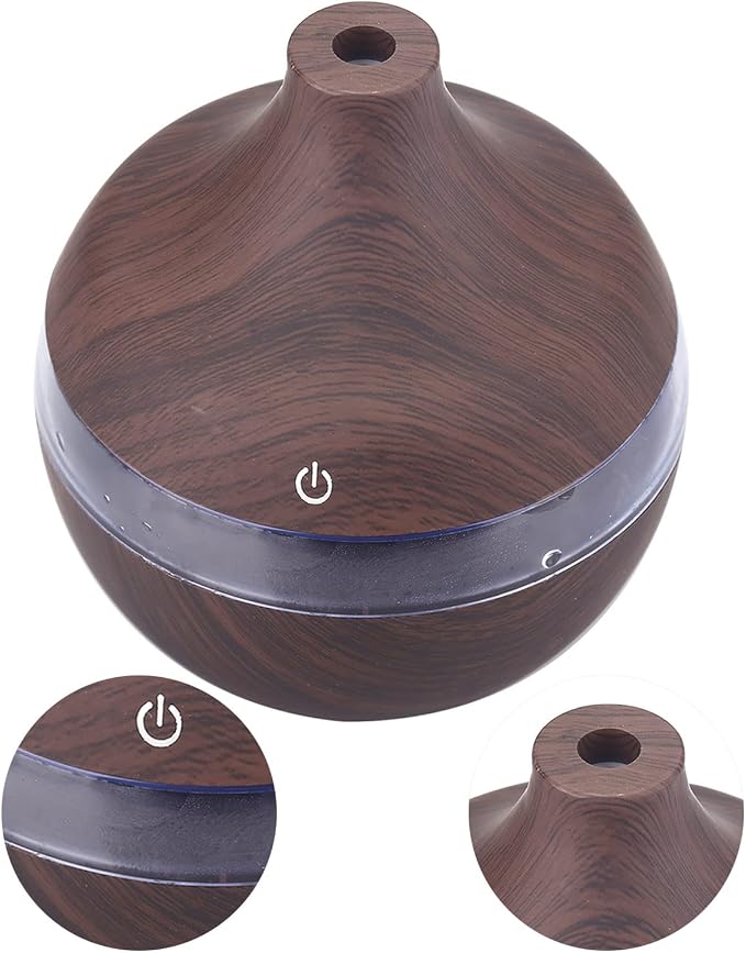 Omabeta Portable Mini Humidifier, 300ml Small Cool Mist Humidifiers, Wood Grain LED USB Color-changing Humidifier, Oil Diffuser with Colorful Night Light Mist Maker for Office Car Home, Super Quiet
