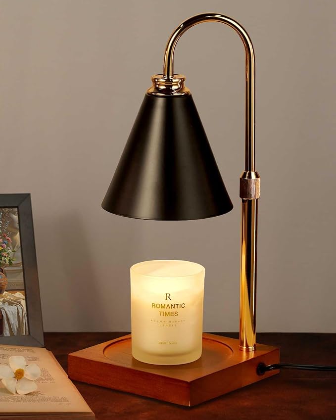 Candle Warmer Lamp with Timer Dimmable,Mothers Day Birthday Gifts for Women Mom, Adjustable Height Candle Warmer, Black Candle Lamp Warmer for Jar Candles with 2 Bulbs Home Decor