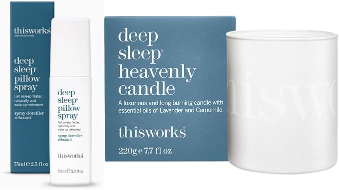 This Works Deep Sleep Candle & Pillow Spray Bundle – Aromatherapy Duo for a Calming Bedtime Ritual