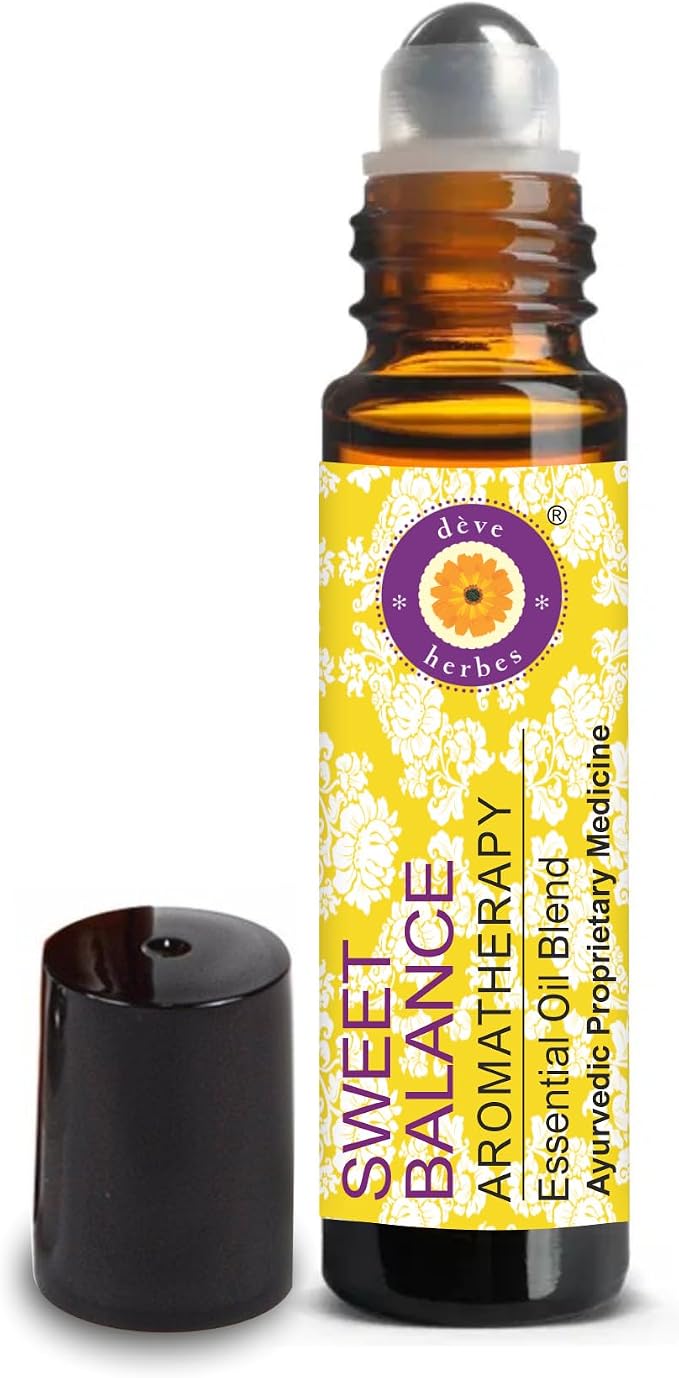 déve herbes Sweet Balance - Aromatherapy Essential Oil Blend of Cinnamon, Fennel Seed, Dill Seed & Geranium Essential Oils 10ml (Roll-On)