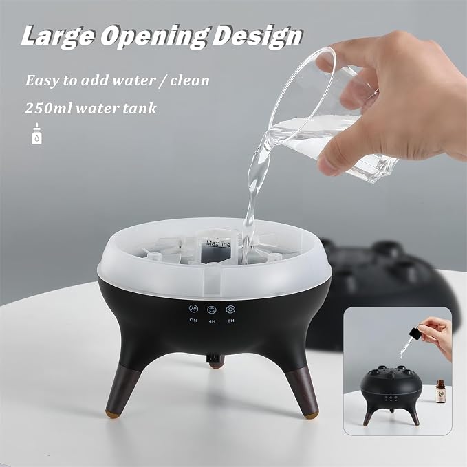 Essential Oil Diffuser 250ML Dancing Jellyfish Aromatherapy Diffuser Humidifier with 7 Colors LED Lights,Remote Control,Plug in for Bedroom,Office (Black)