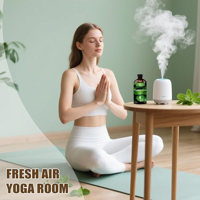 Peppermint Essential Oil, Peppermint Oil 4 Fl Oz 120ML for Diffuser Humidifier Yoga Cleaning DIY Candle Soap Making MUMAZYL Essential Oils