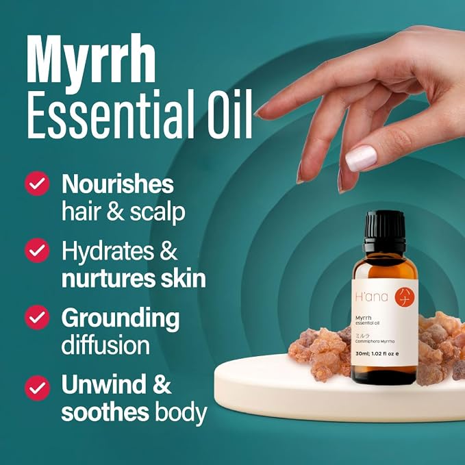 H'ana Myrrh Oil - 1.02 Fl Oz Myrrh Essential Oil for Hair, Skin, Diffuser, Aromatherapy & DIY