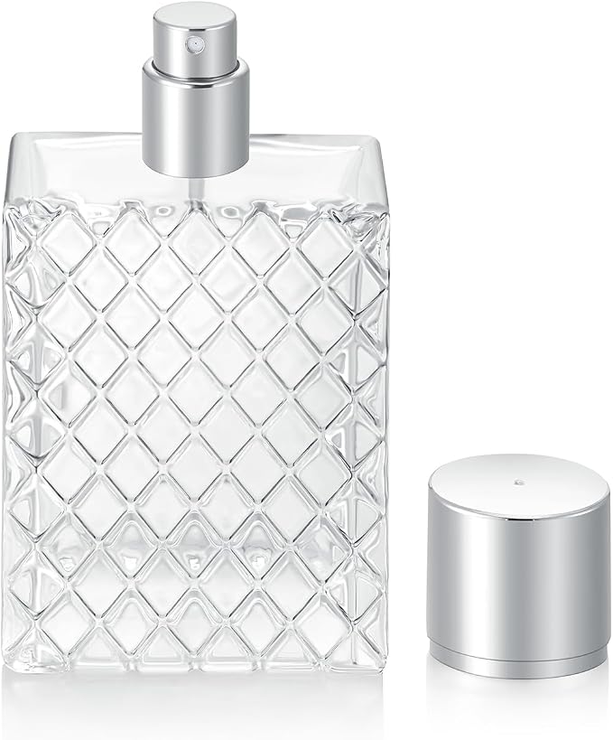 Jinshining 100ml 3.4Oz Clear Glass Spray Bottles Empty Square Perfume Fine Mist Atomizer Refillable Essential Oil Container for Travel Spray Bottles Refillable Containers,Fine Mist Atomizers