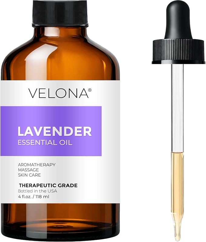 velona Lavender Essential Oil 4 Fl Oz | Therapeutic Grade | for Aromatherapy Diffuser, Massage, Skincare, Haircare, Soapmaking