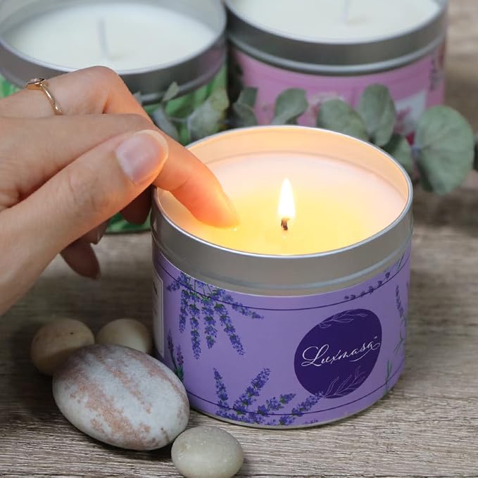 Massage Candle Essential Oil Infused Natural Soy Wax, Low Temperature Candle Aroma Oil for Stress Relief, Clean Burning Gift for Home (Lavender, 6.35OZ)