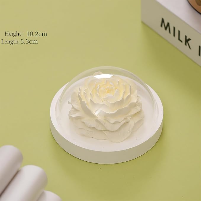 Essential Oil Passive Flower Diffuser -Non-Electric Peony Flower Porcelain Aromatherapy Diffusers for Small Mini Room, Desk Decorative, Bathroom (Yellow, Peony)