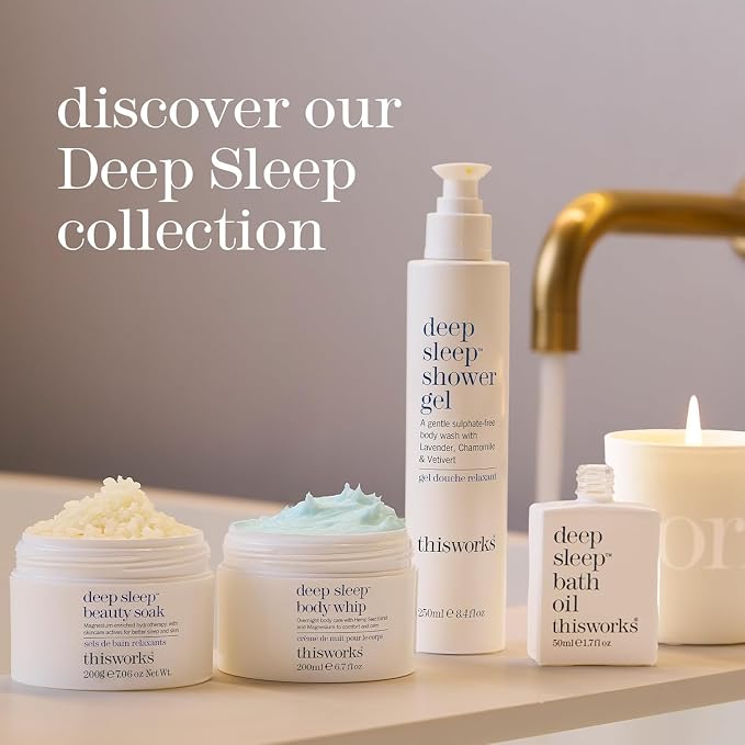 This Works Deep Sleep Heavenly Candle, 220 g - Luxury Candle Enriched with Essential Oils of Lavender, Camomile and Vetivert - Hand Poured Scented Candle with a 40hr Burn Time for a Calming Experience