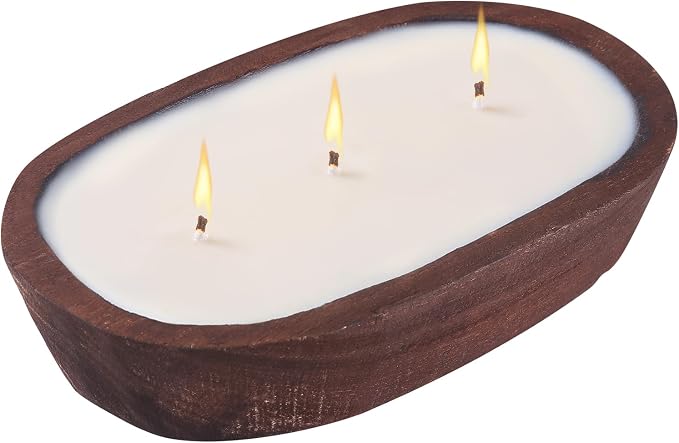 Aromatherapy Candle, SEVEYEE Vanilla Candle 3wicks 12oz, Large Wooden Bowl Candles for Women,Girl Birthday Gift