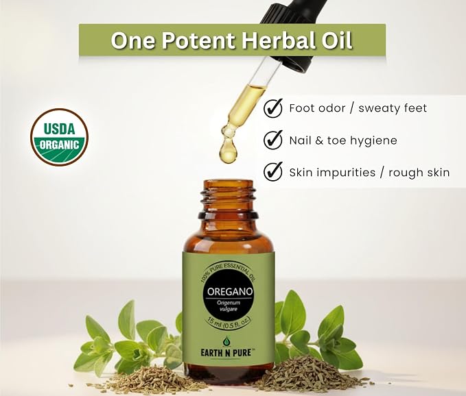 Earth N Pure Oregano Essential Oil Undiluted, Natural and Therapeutic Grade with Glass Dropper - 30 ML
