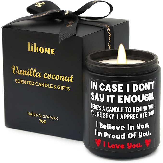 Lihome Gifts for Him - Anniversary Wedding, Birthday, Christmas, Friendship Gifts, Natural Soy Wax Vanilla Coconut Scented Candles(7oz)