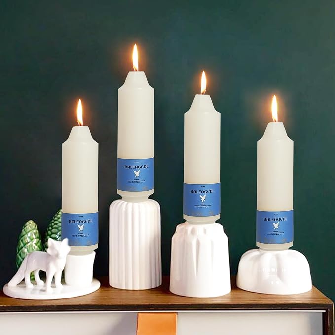 Smokeless Candlesticks Short Taper Candle,Unscented 5 Inches Cream White Candle Sticks Dripless Tapered Candles for Home Décor Weddings(4pcs-Cream White)