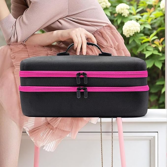 127 Slots Essential Oil Case Organizer, Fits 1ml-15ml Vials, Shockproof EVA Hard Shell Essential Oil Storage Carrying Bag for Travel and Home, Black & Purple