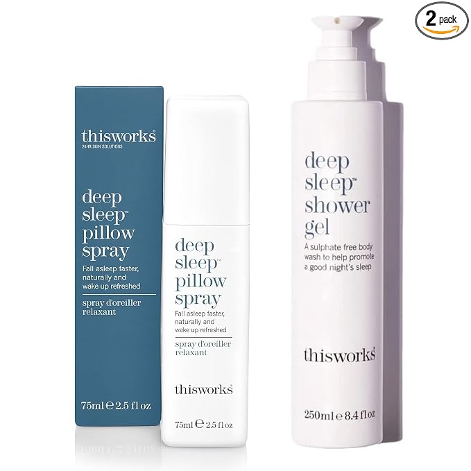 THISWORKS Deep Sleep Bed & Shower Bundle. Pillow Spray & Shower Gel, (2.5 fl oz & 8.4 fl oz)