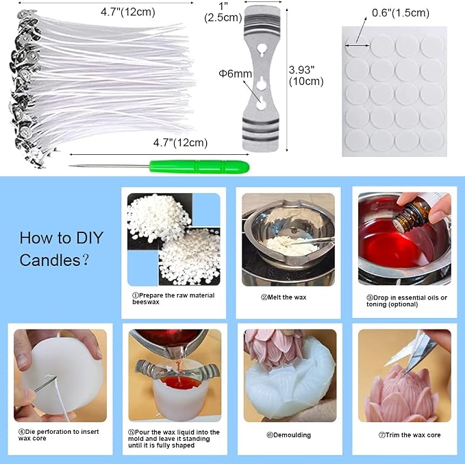 6Pcs Silicone Candle Molds Set for Candle Making, Bubble Pillar Candle Mold, 3D Hexagonal Cylinder Candle Mold, Silicone Mold for Soy Wax, Soap, DIY Scented Candle
