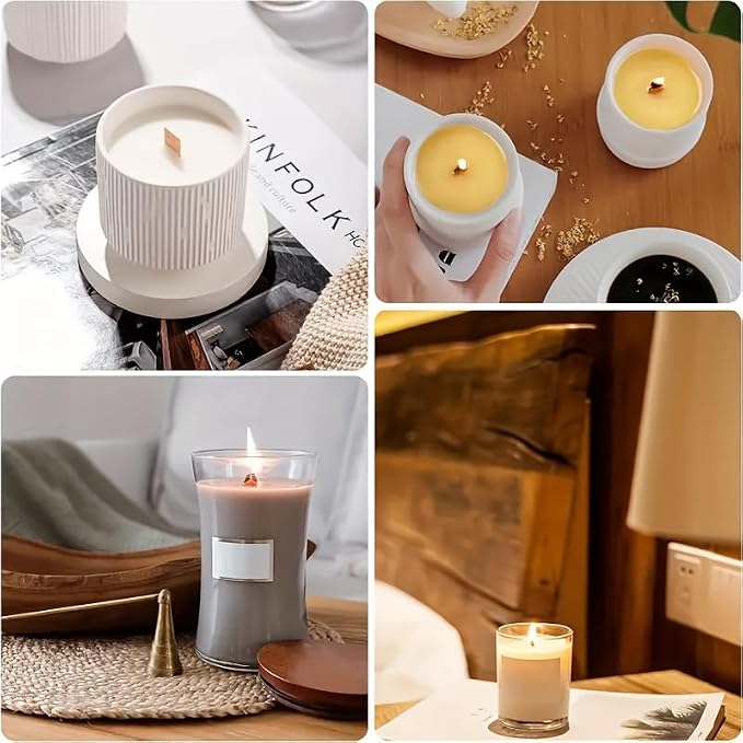 150pcs Wood Wicks for Candles Making,50pcs Wooden Candle Wicks,50pcs Wick Stickers,for Soy Wax, Beeswax, Coconut Wax - DIY Candle Making Supplies for Beginners & Professionals