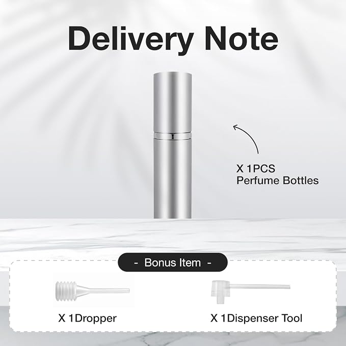 5ML Perfume Travel Spray Bottle(1 PC), Perfume Atomiser Refillable, Portable for Travel Holiday, Outdoor Activities and Business (silver)